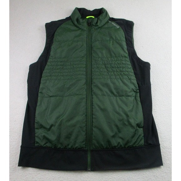 Brooks Vest Mens XL Green Insulated Running Hybrid Full Zip‎ Reflective 211102